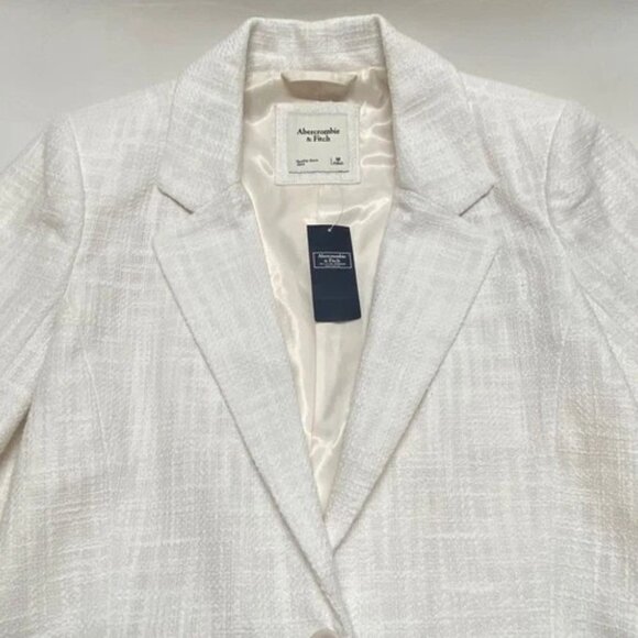 Abercrombie & Fitch Cropped Blazer Women's Medium Soft White Career Jacket NWT - Picture 12 of 12